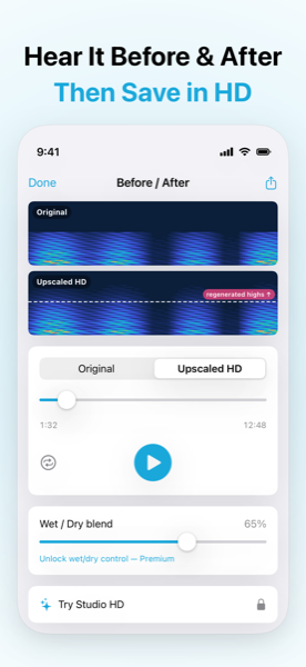 Hear it before and after, then save in HD